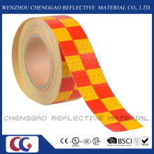 Fita reflexiva de advertência de segurança amarela e vermelha do verificador do PVC (C3500-G)